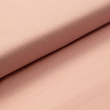 Tissu bord côte bio lisse "Ben" - tubulaire (rose poudre)