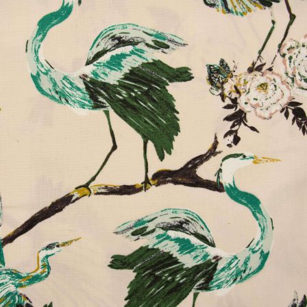 Baumwolle "Eve-Herons/Reiher" (hellrosa-grün/braun) von ART GALLERY FABRICS