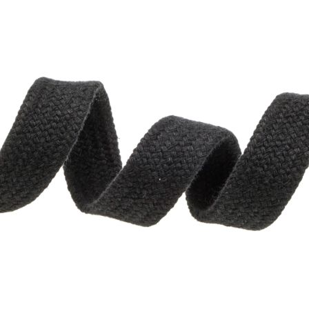 Cordon plat coton “Bande de Hoodie” 15 mm - pièce à 1 m (noir)
