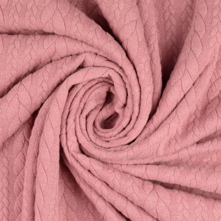 Maille jersey jacquard "Tresses" (rose clair)