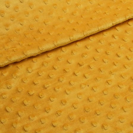 Tissu minky - effet 3D "Pois" (jaune moutarde)