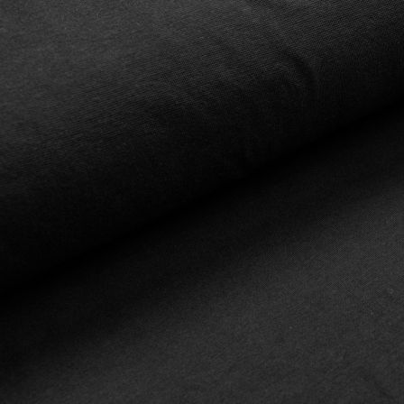 Tissu bord côte bio lisse - tubulaire  "uni - jet" black (noir) de C. PAULI