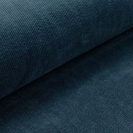 Velours à grosses côtes coton stretch "washed" (bleu jean)