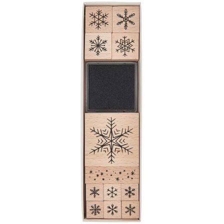 Holzstempel-Set "Schneeflocken/Schneesterne" 12-teilig von RICO DESIGN