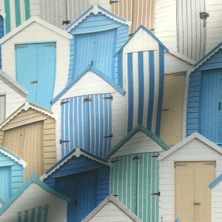 Tissu d'ameublement et décoration - Outdoor dralon® "Cabines de plage" (offwhite-bleu/beige)