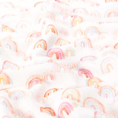 Double Gauze Baumwolle "Regenbogen" (weiss-bunt)