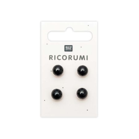Yeux à coudre avec tige "Ricorumi" - lot de 4 - Ø 8,5 mm (noir) de RICO DESIGN