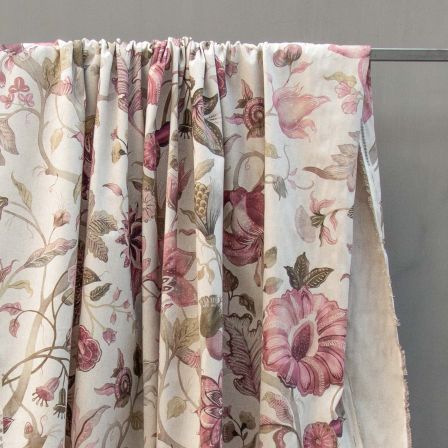 Canvas Baumwolle "Linen Look - Delilah/Blumen" (natur-altrosa/helloliv) von CLARKE & CLARKE