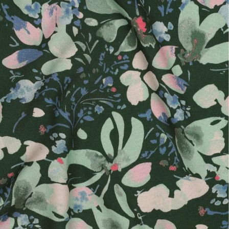 Popeline de viscose stretch "Lilas/fleurs" (vert-lilas/beige clair)
