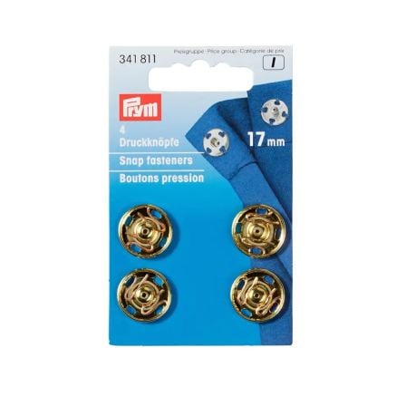 PRYM Pressions à coudre - Ø 17 mm, lot de 4 (doré) 341811