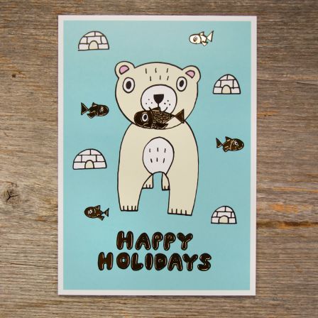 Postkarte "Happy Holidays/Eisbär" von Kids Pics
