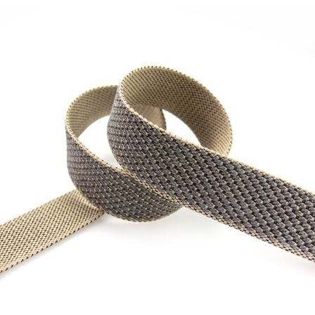 Gurtband "Doubleface Relief" 40 mm (beige/grau/schwarz)