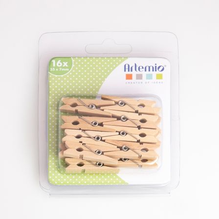 Pinces à linge en bois "Mini" 3.5 cm - paquet à 16 pces