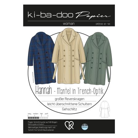 Patron - Manteau/trench-coat pour femmes "Hannah" (32-58) de ki-ba-doo (en allemand)
