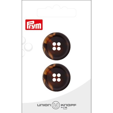 PRYM Bouton en polyester - rond 4-trous "Horn-Look" Ø 23 mm lot de 2 pces (brun foncé)