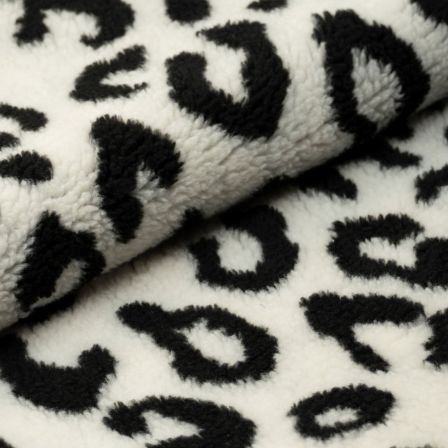 Teddyplüsch "Leopard/Animal Print" (offwhite-schwarz)