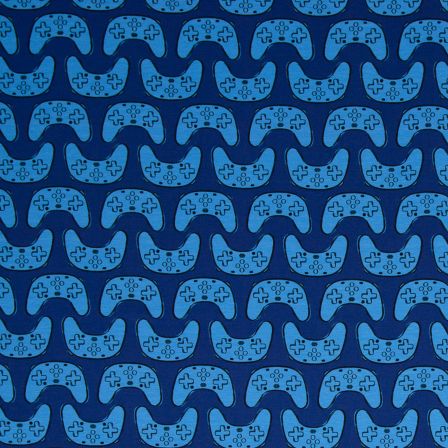 Jersey de coton "Happy Gamer/console de jeu by lycklig design" (indigo-turquoise/noir) de SWAFING