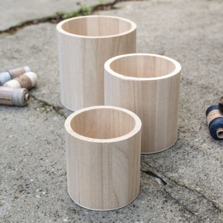 Pots décoratifs en bois - en set Ø 9/11/13 cm (nature)