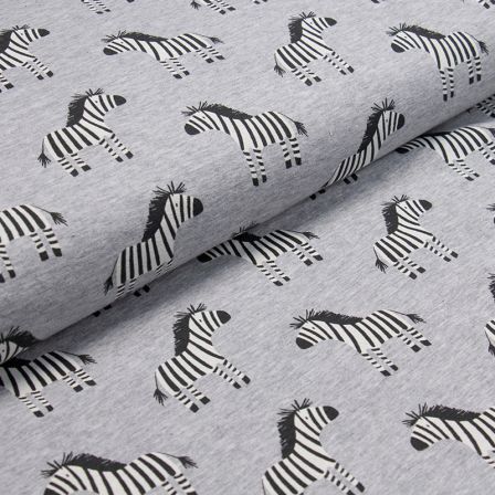 Sommersweat Baumwolle - French Terry "Zebra" (grau meliert-schwarz/weiss)