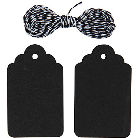 Étiquettes en papier "Ornement" avec ficelle - lot de 20 (noir) de RICO DESIGN