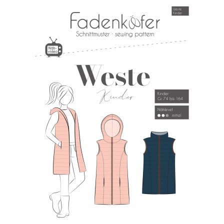 Schnittmuster - Kinder Gilet "Weste" Gr. 74-164 von fadenkäfer