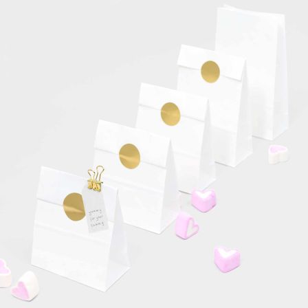 Pochettes en papier "Small" avec autocollants - lot de 12 (blanc/doré) de RICO DESIGN