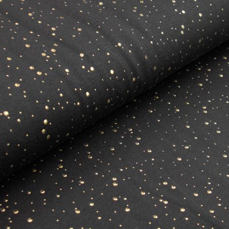 Sweat d'été en coton - french terry "Shiny Star Sky" (noir-doré)