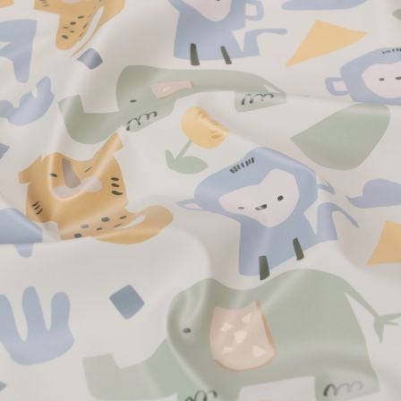 Tissu pour vêtements de pluie - imperméable "Rain Protect - animaux bébé" (écru-vert pâle/bleu gris/jaune)