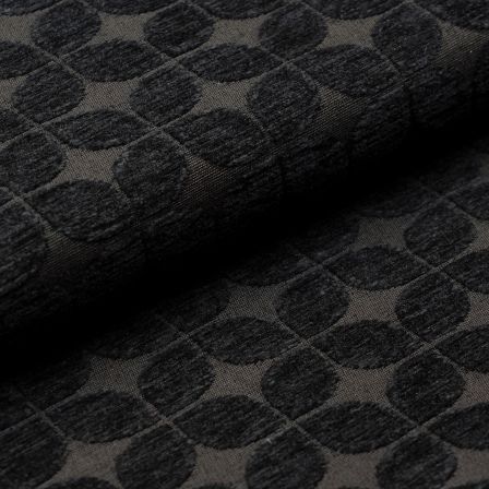 Tissu de décoration jacquard "Velours chenille/feuille rétro" (noir)