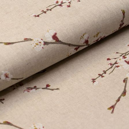 Canevas de coton "Aspect lin - Cerisier" (nature-bordeaux/blanc)
