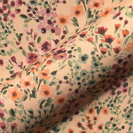 Toile de coton "Prairie de fleurs sauvages" (abricot-multicolore)