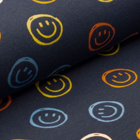 Sweat de coton "Smiley" (bleu foncé-multicolore)