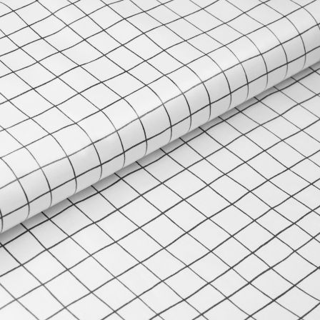 Wachstuch - Baumwolle beschichtet "Grid/Karo" (weiss-schwarz) von RICO DESIGN