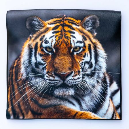 Kunstleder Nappa Panel "Tiger" 44 x 44 cm (schwarz-weiss/orange)