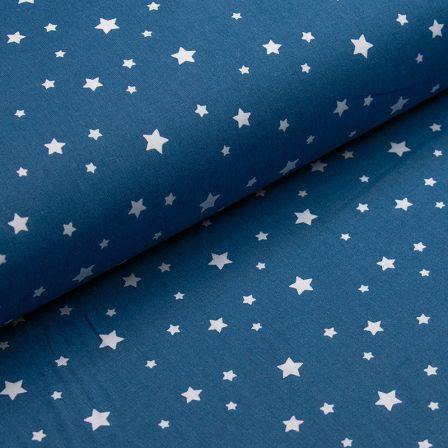 Coton "Ciel étoile" (bleu jeans-blanc)