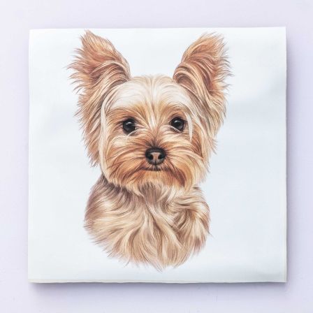 Kunstleder Nappa Panel "Cairn Terrier/Hund" 44 x 44 cm (weiss-hellbraun)
