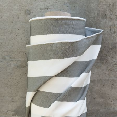 Tissu d'ameublement/décoration Outdoor "Maritime/Rayures" (gris foncé/blanc)