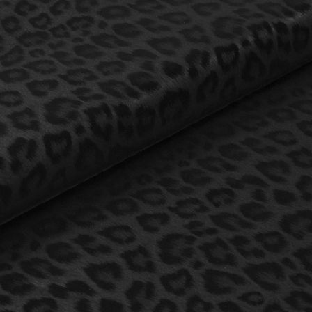 Similicuir stretch "Recycling Leopard" (noir/gris)
