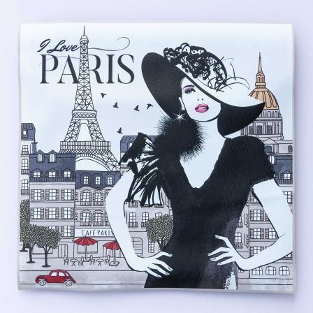 Kunstleder Nappa Panel "Madame à Paris" 44 x 44 cm (weiss-schwarz/grau)