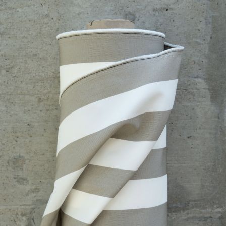 Tissu d'ameublement/décoration Outdoor "Maritime/Rayures" (blanc/gris)