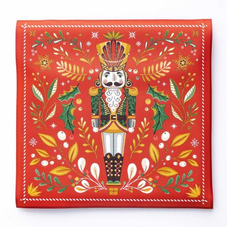 Kunstleder Nappa Panel "Der Nussknacker" 44 x 44 cm (rot-grün/gelb)