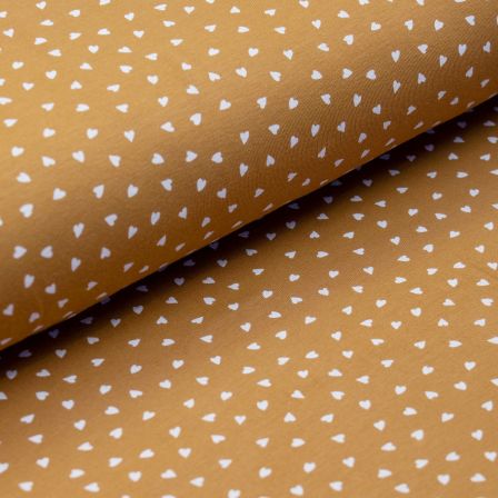 Jersey de coton "Mini cœurs" (caramel-blanc)
