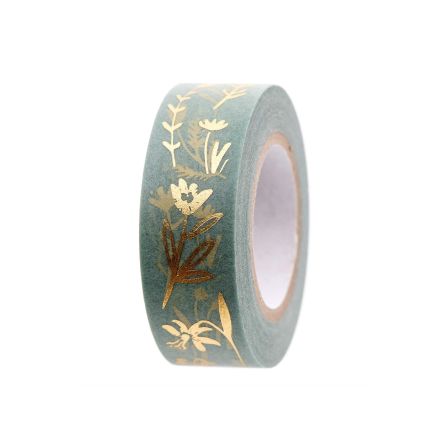 Masking tape "fleurs éparpillées" (menthe-doré) de RICO DESIGN