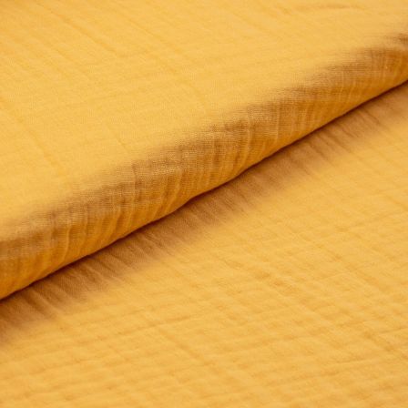 Triple gaze bambou/coton "Mousseline" (jaune moutarde)