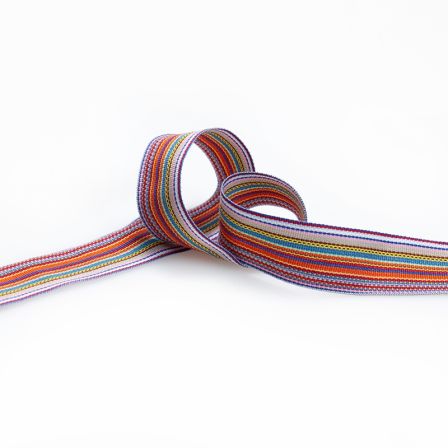 Ruban tissé "Rayures multicolores" 25 mm (multicolore)