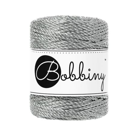 Makramee-Garn Baumwolle "Metallic Rope Ø 3 mm - silver" (silber) von Bobbiny