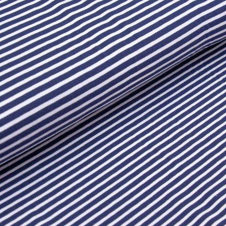 Jersey de coton "Mini rayures" (bleu marine-blanc)