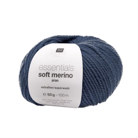 Laine mérinos -  Rico Essentials Soft Merino Aran (bleu nuit)