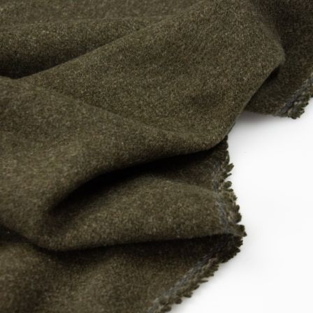 Tissu pour manteaux en laine mélangée "Moelleux - uni" (kaki)