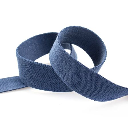 Sangle coton "uni" 40 mm (bleu jean chiné)
